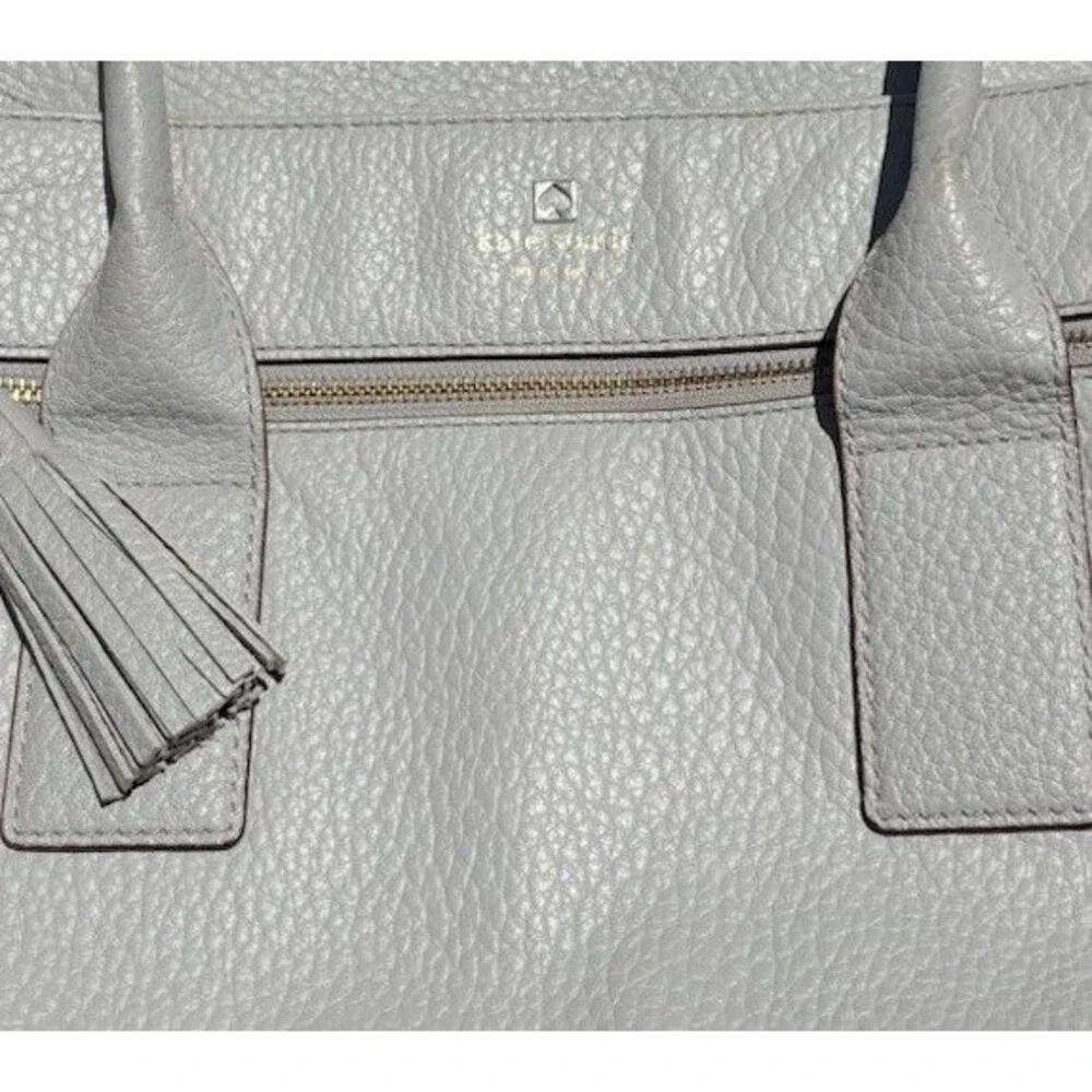 Kate Spade Southport Avenue Gray Pebbled Leather Satchel Tote Top Handle Bag